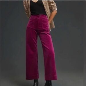 Anthropologie The Colette Cropped Wide Leg Corduroy Pants High Rise Size 26